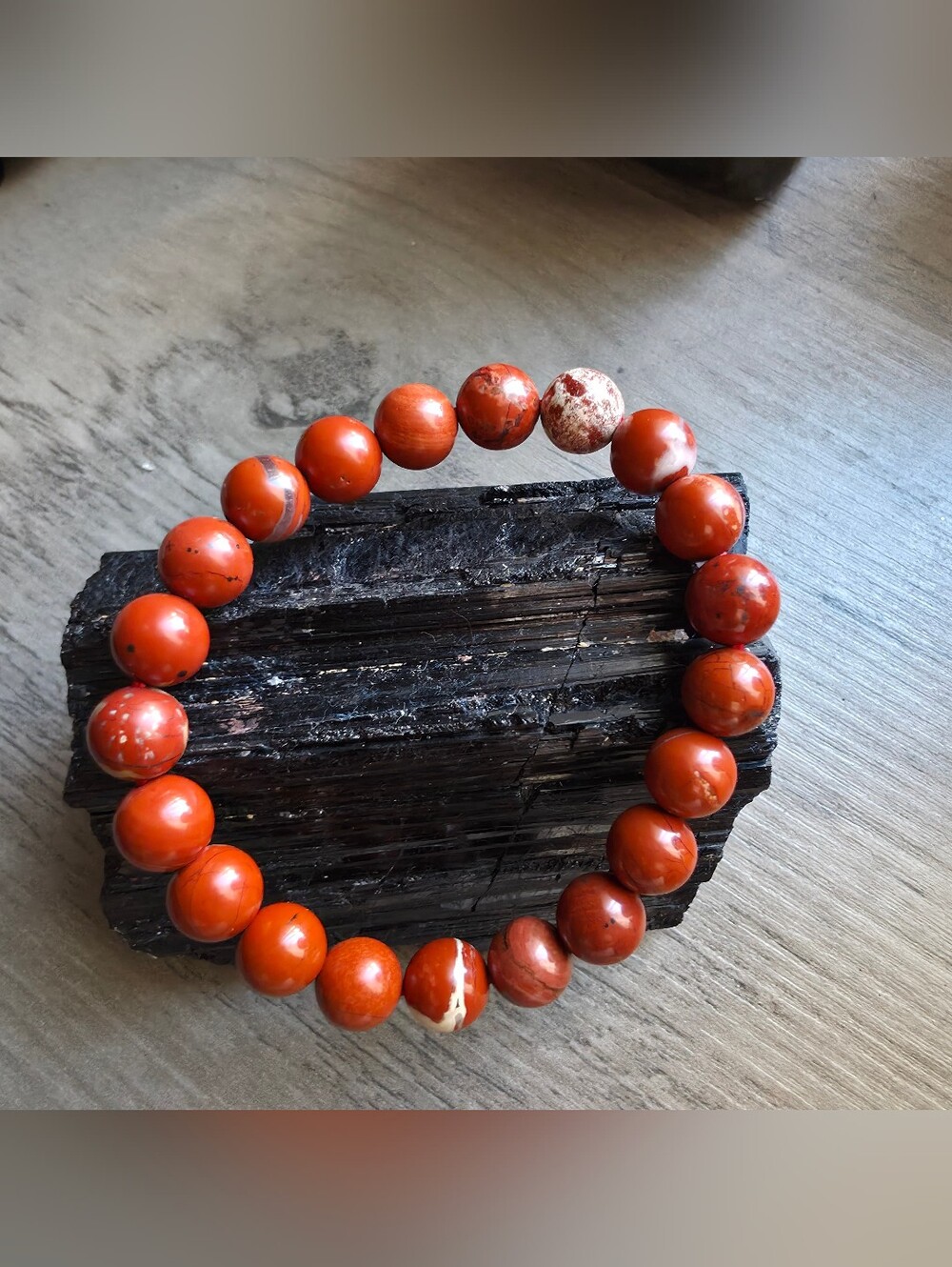 Red Jasper Beaded Stretch Bracelet | Natural Crystal Gemstones | 8mm Handmade